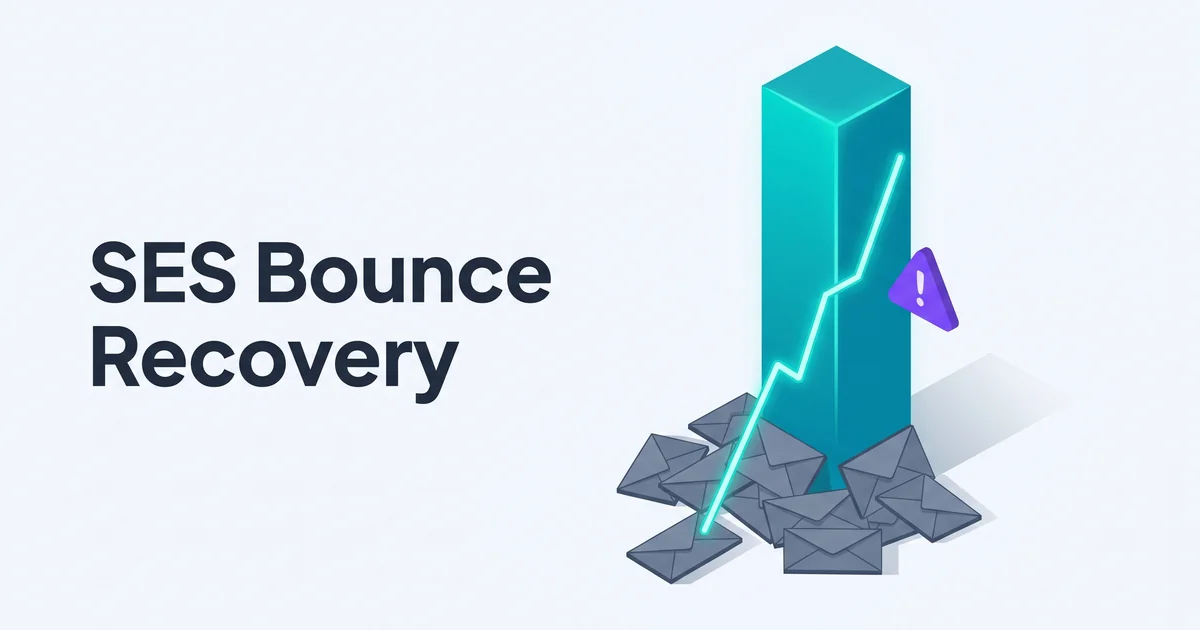 Illustration of a teal recovery curve rising from a pile of fallen envelopes with a purple urgency warning